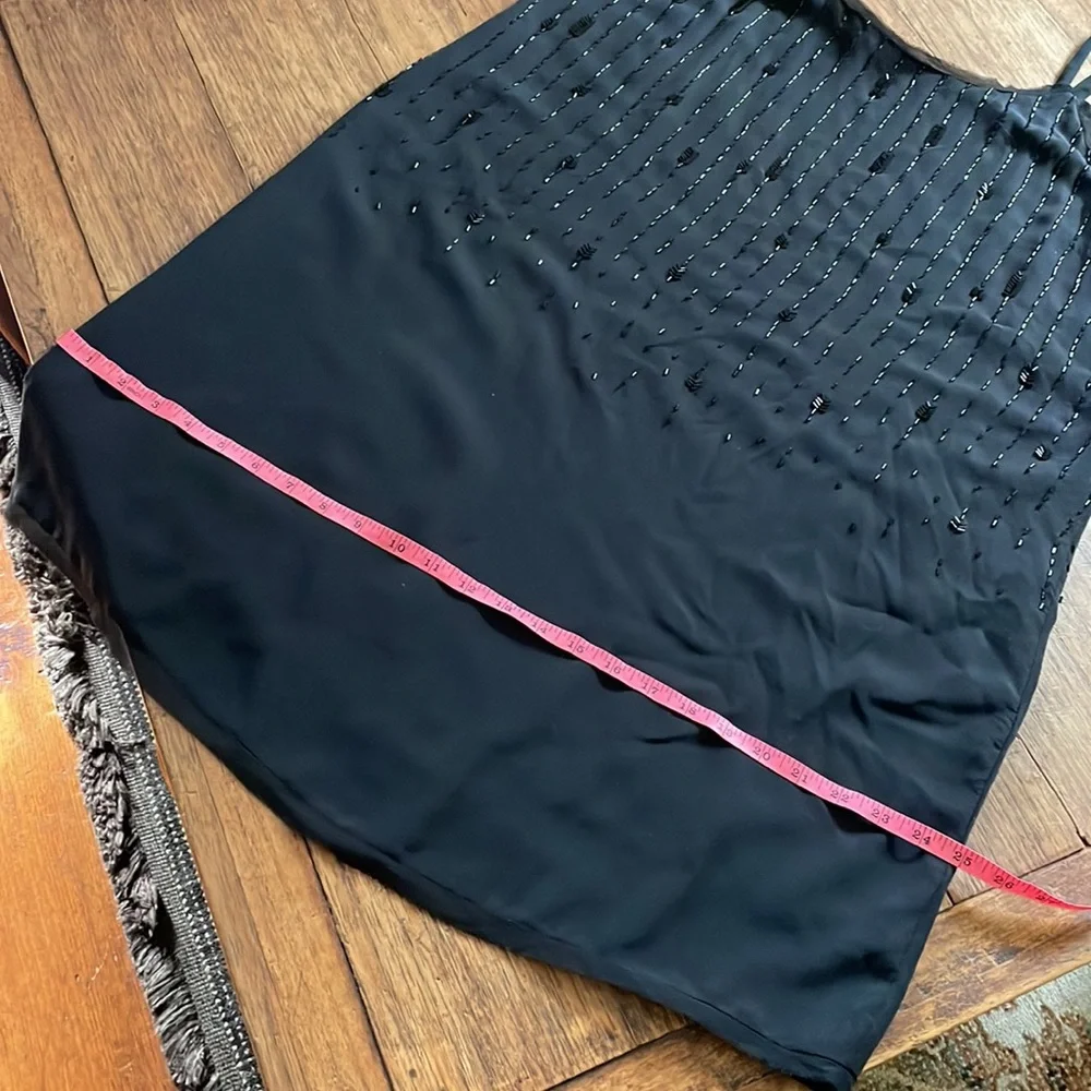 Eileen Fisher 100% Silk Dress Black with sequins spaghetti straps. Size 16 - Picture 10 of 14